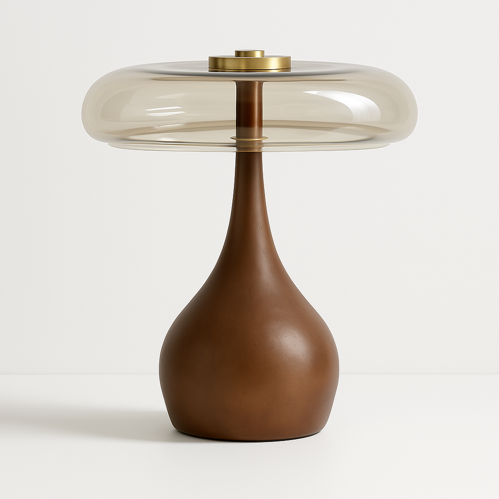 Luminária de Mesa Moderna Minimalista Metal Vidro Madeira Latias - ABAZZUR™