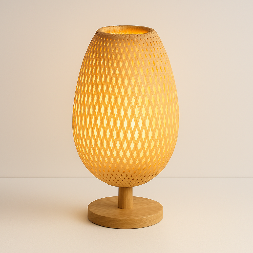Luminária de Mesa Moderna Minimalista Palha Madeira Suke - ABAZZUR™