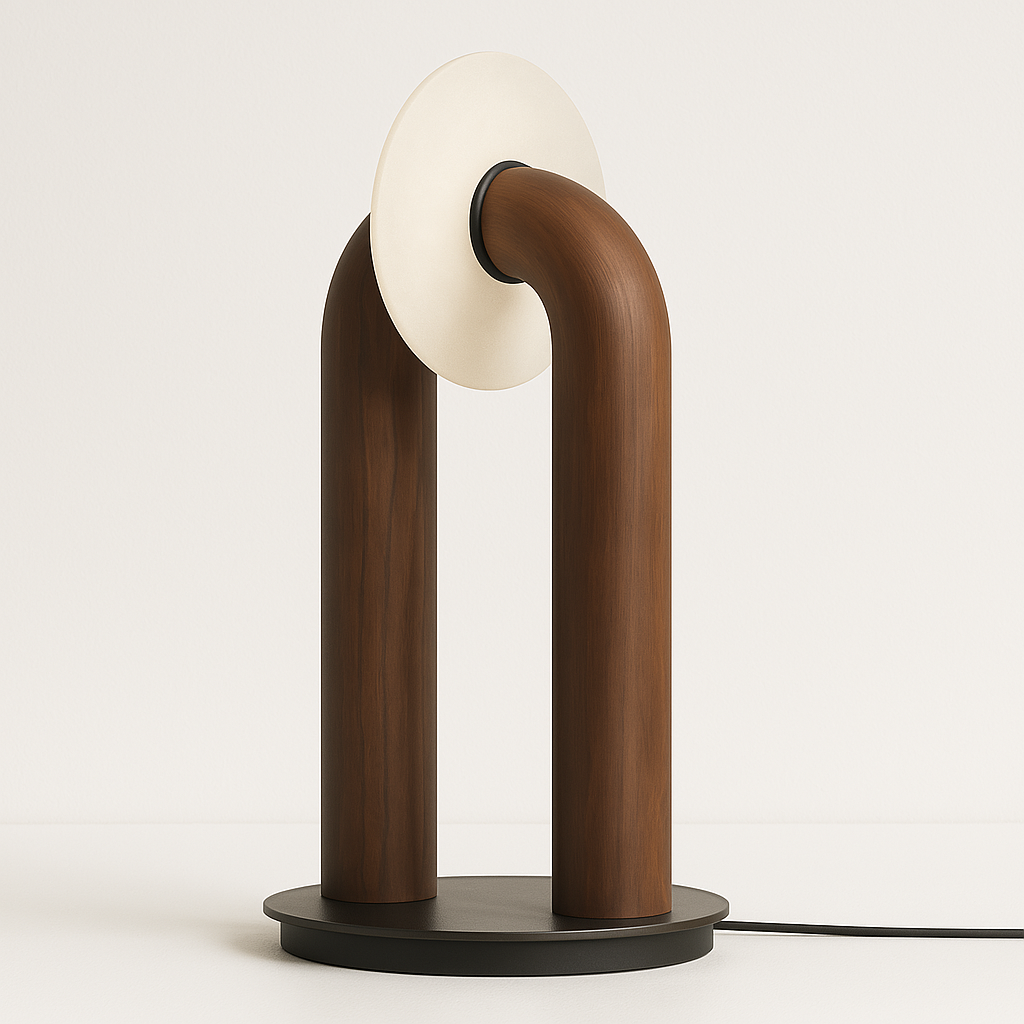Luminária de Mesa Moderna Minimalista Rústica Madeira Orgânica Gaya - ABAZZUR™