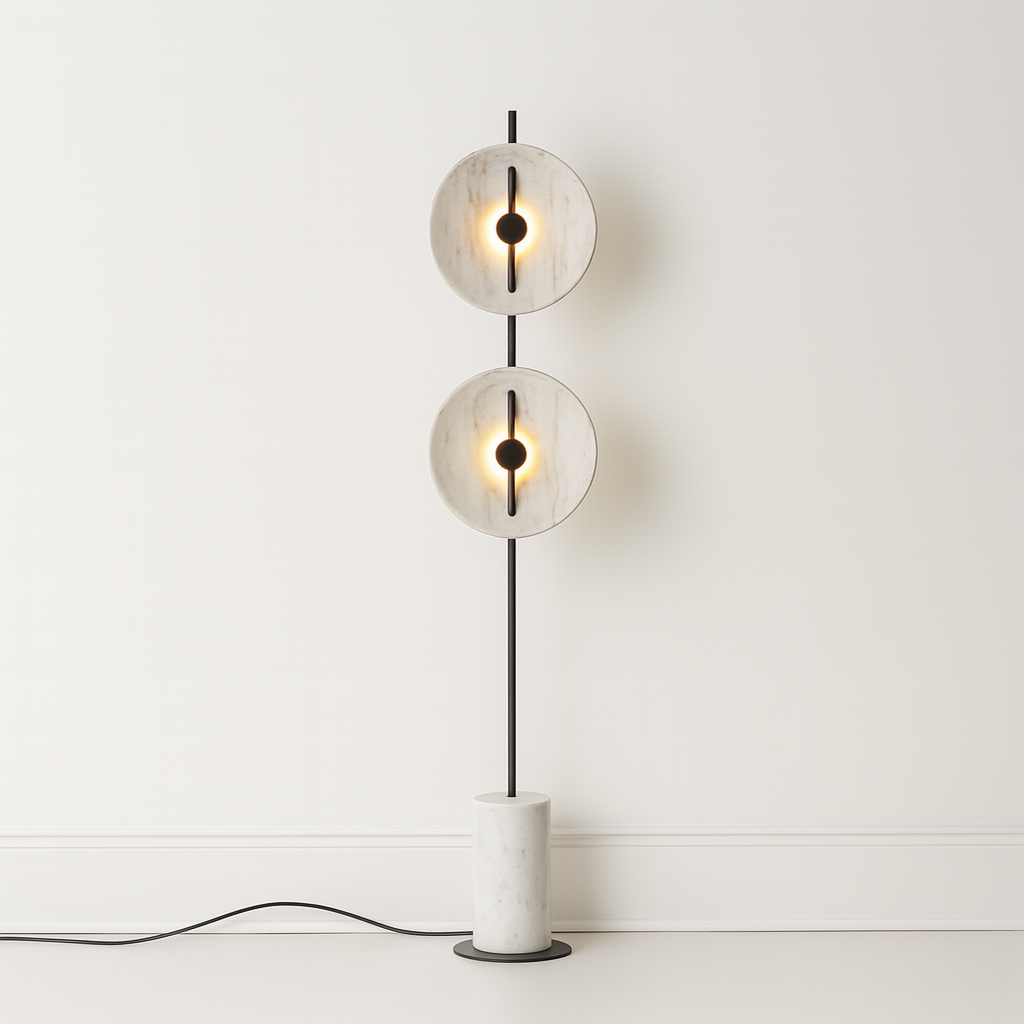 Luminária de Piso Coluna Moderna Mármore Resina Auranda - ABAZZUR™
