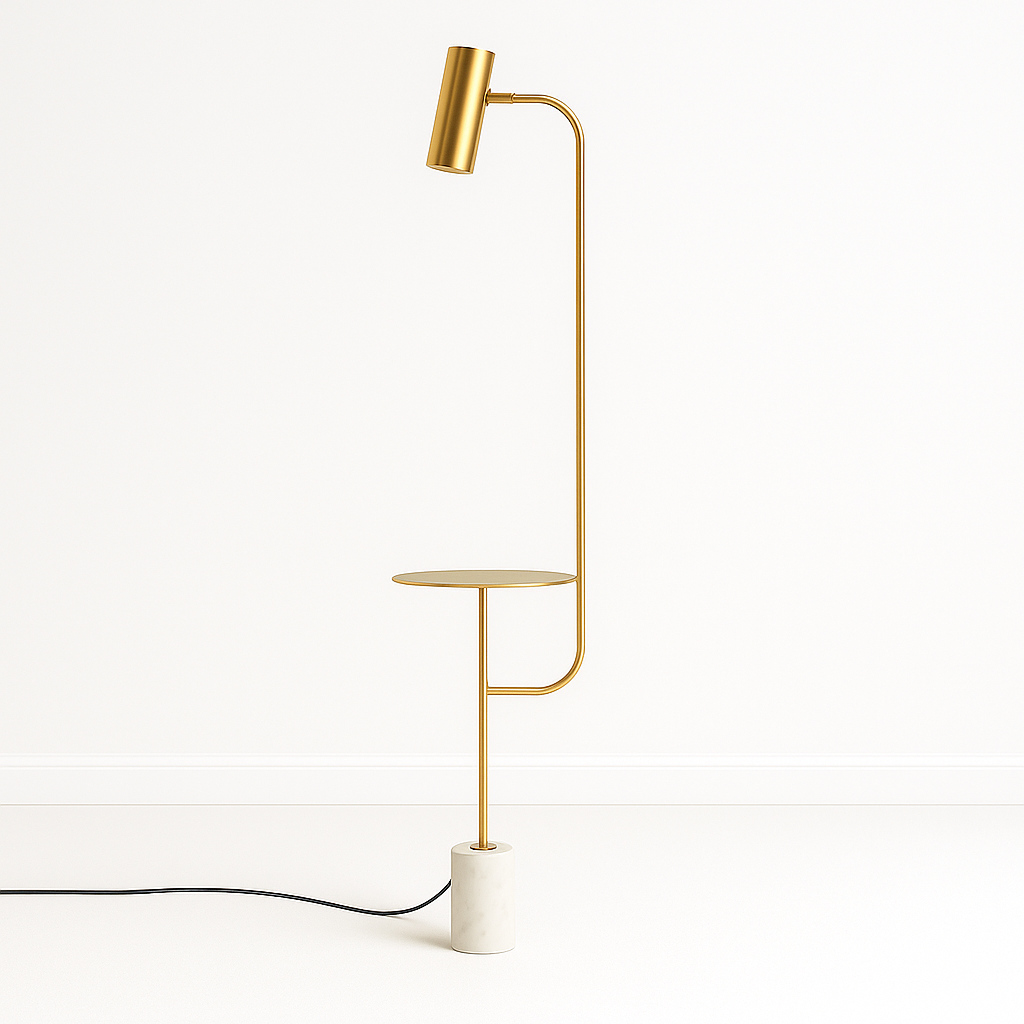 Luminária de Piso Coluna Moderna Metal Mármore Sohavie - ABAZZUR™