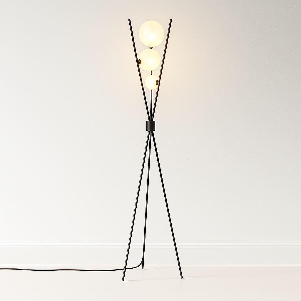 Luminária de Piso Coluna Moderna Metal Three Clareon - ABAZZUR™