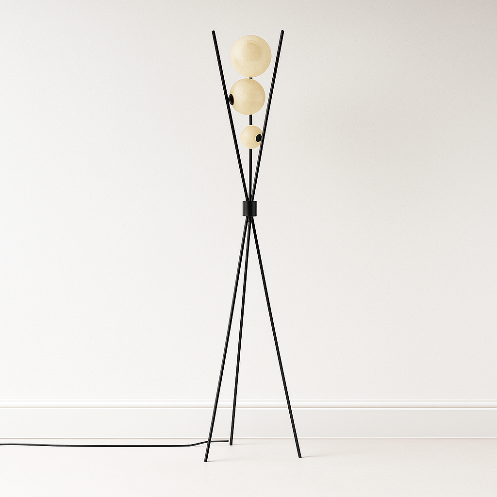 Luminária de Piso Coluna Moderna Metal Three Clareon - ABAZZUR™