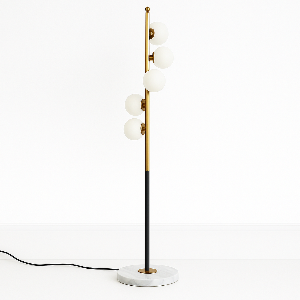 Luminária de Piso Coluna Moderna Metal Vidro Globo - ABAZZUR™