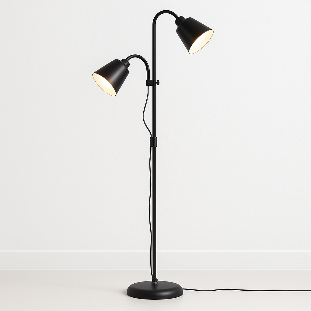 Luminária de Piso Moderna Articulada Double Lamp Metal Hust - ABAZZUR™