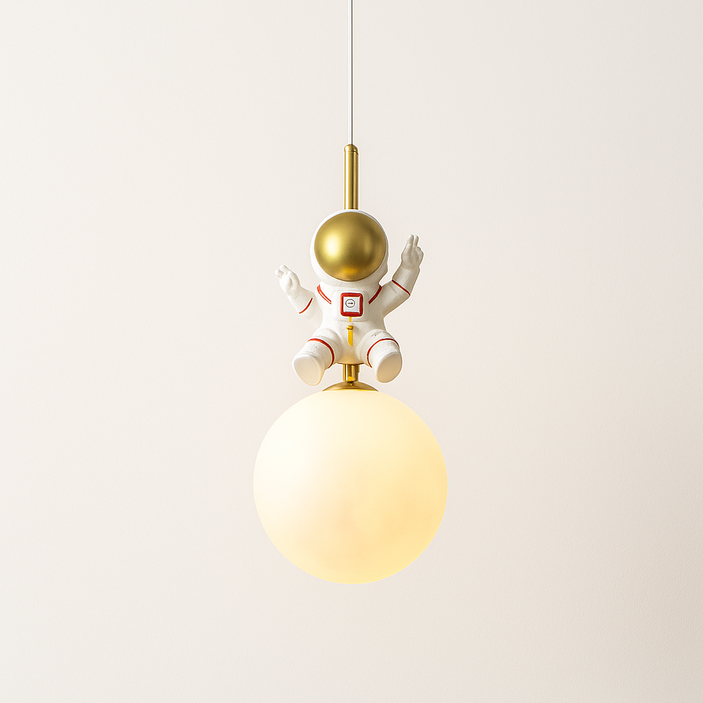 Luminária Pendente Moderna Infantil Resina Astronauta Moon - ABAZZUR™