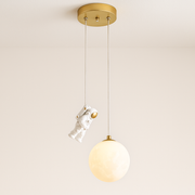 Luminária Pendente Moderna Infantil Resina Astronauta Moon - ABAZZUR™