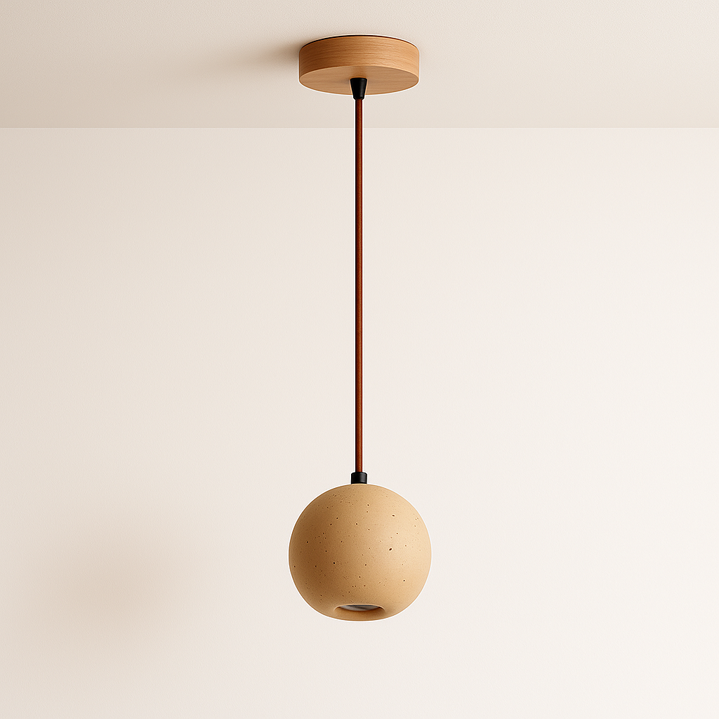 Luminária Pendente Moderna Minimalista Mármore Travertino Nuance - ABAZZUR™