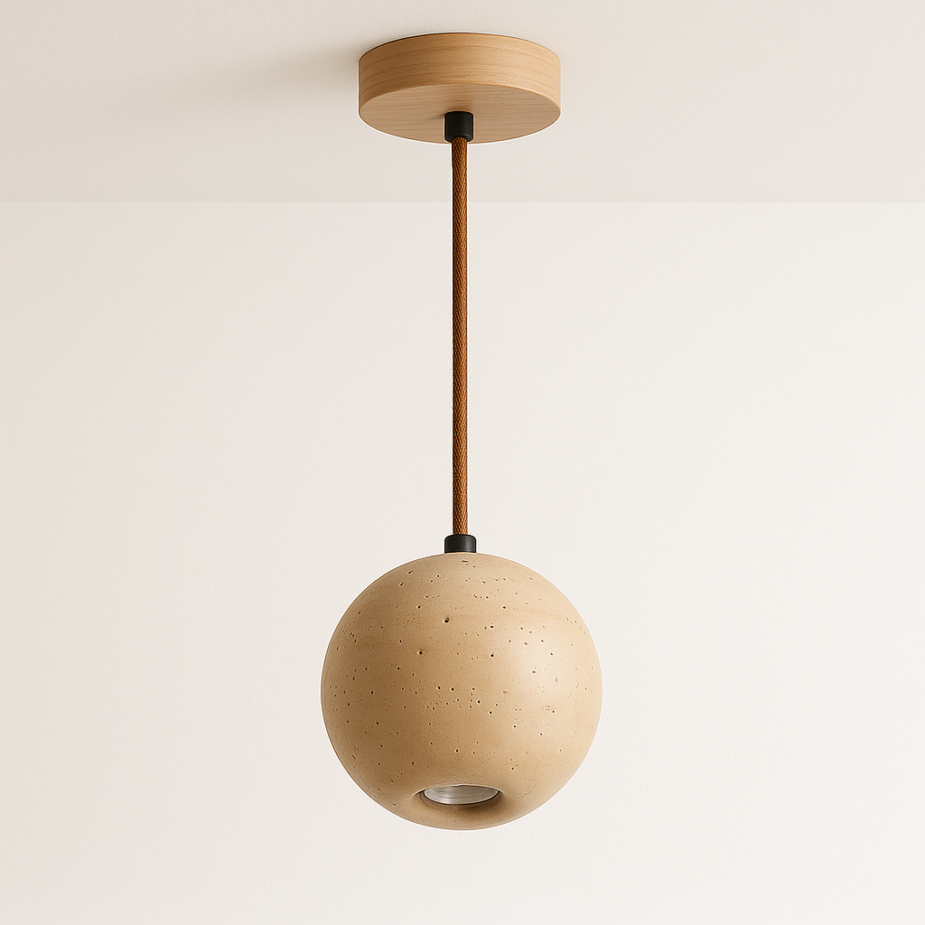 Luminária Pendente Moderna Minimalista Mármore Travertino Nuance - ABAZZUR™