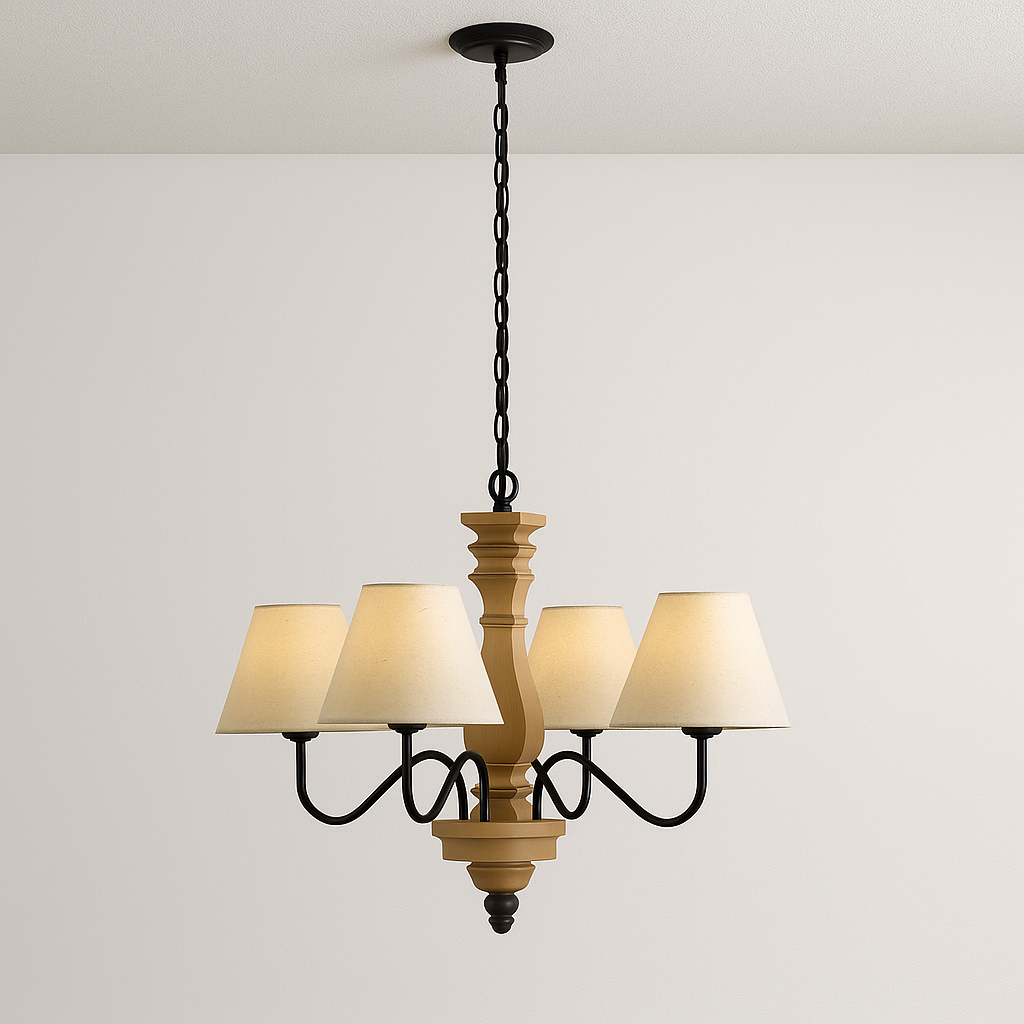 Luminária Pendente Moderna Minimalista Tecido Madeira Feu - ABAZZUR™