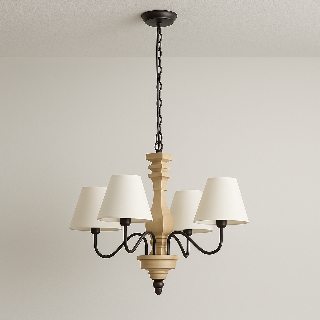 Luminária Pendente Moderna Minimalista Tecido Madeira Feu - ABAZZUR™