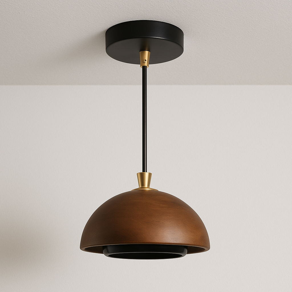 Luminária Pendente Moderna Rústica Minimalista LED Madeira Ombrelle - ABAZZUR™