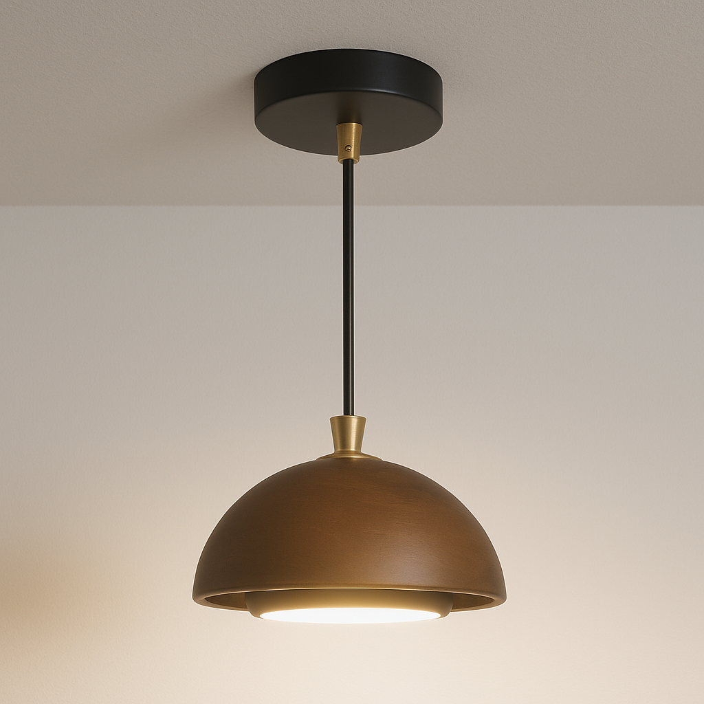 Luminária Pendente Moderna Rústica Minimalista LED Madeira Ombrelle - ABAZZUR™