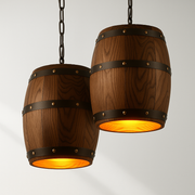 Luminária Pendente Moderna Rústica Minimalista Madeira Tonel Source - ABAZZUR™