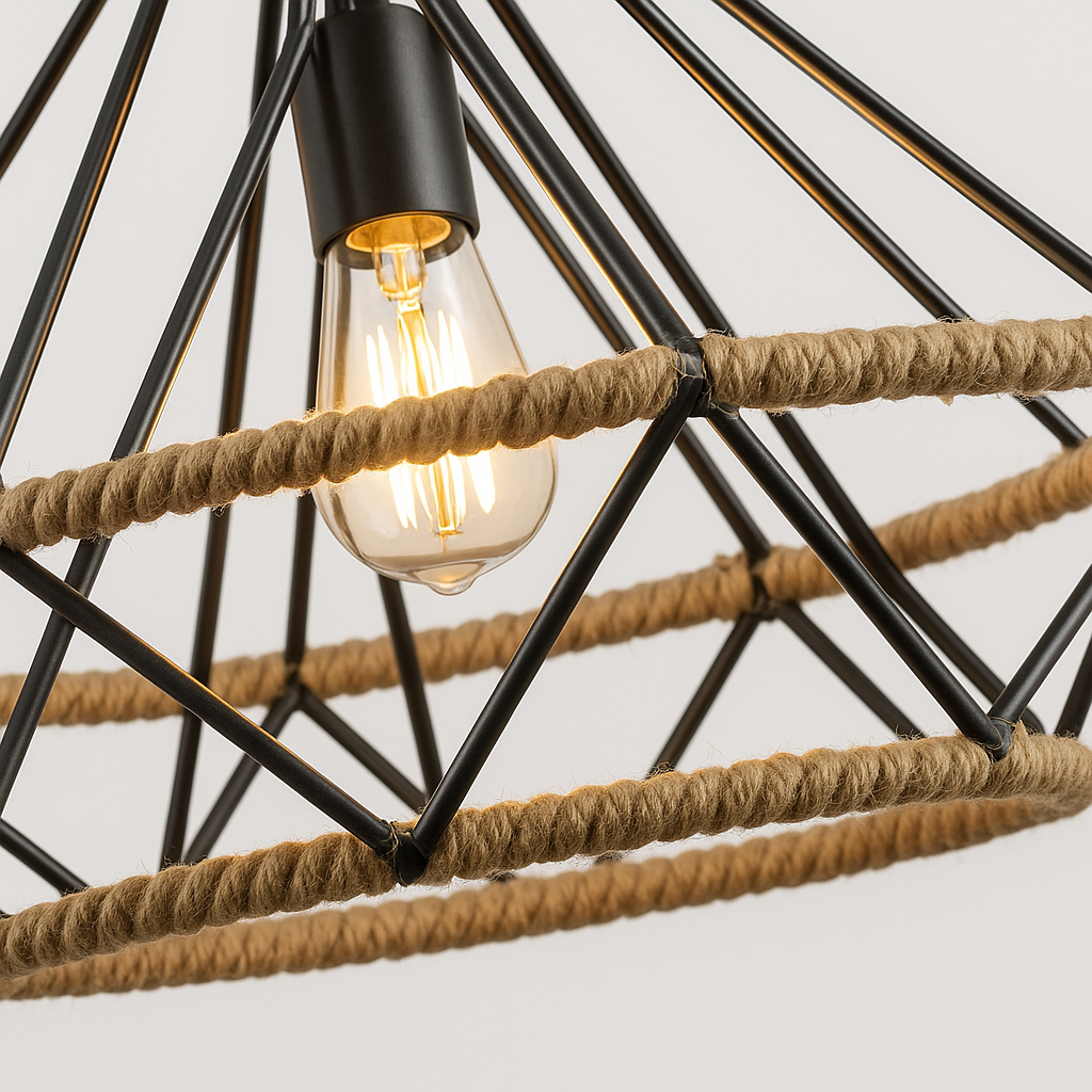 Luminária Pendente Moderna Rústica Minimalista Vime Metal Cloudray - ABAZZUR™