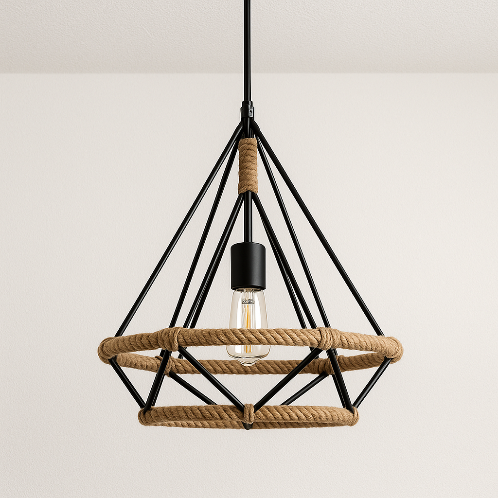 Luminária Pendente Moderna Rústica Minimalista Vime Metal Cloudray - ABAZZUR™