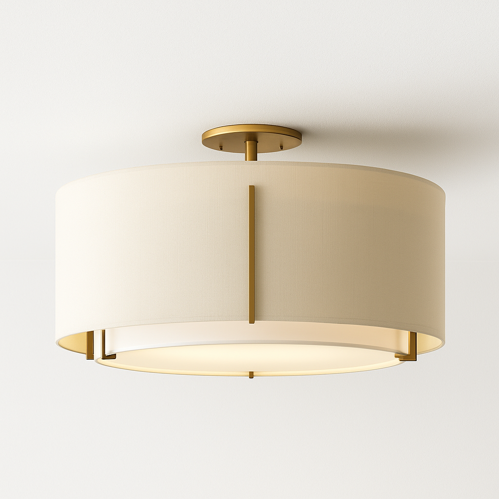 Luminária Plafon Moderna Clássica Minimalista Metal Tecido Hagi - ABAZZUR™