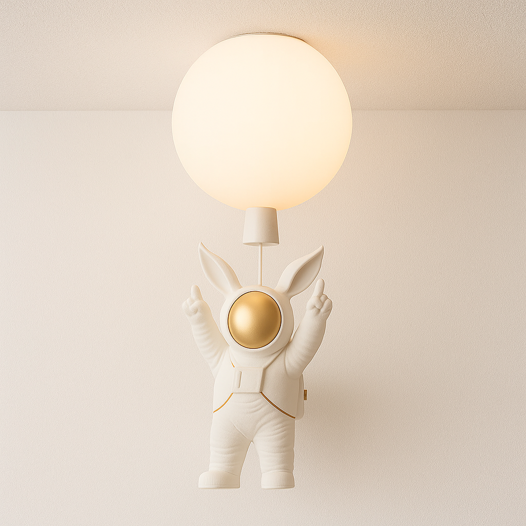Luminária Plafon Moderna Infantil Lúdico Astronauta Lua Resina Ears Wings - ABAZZUR™
