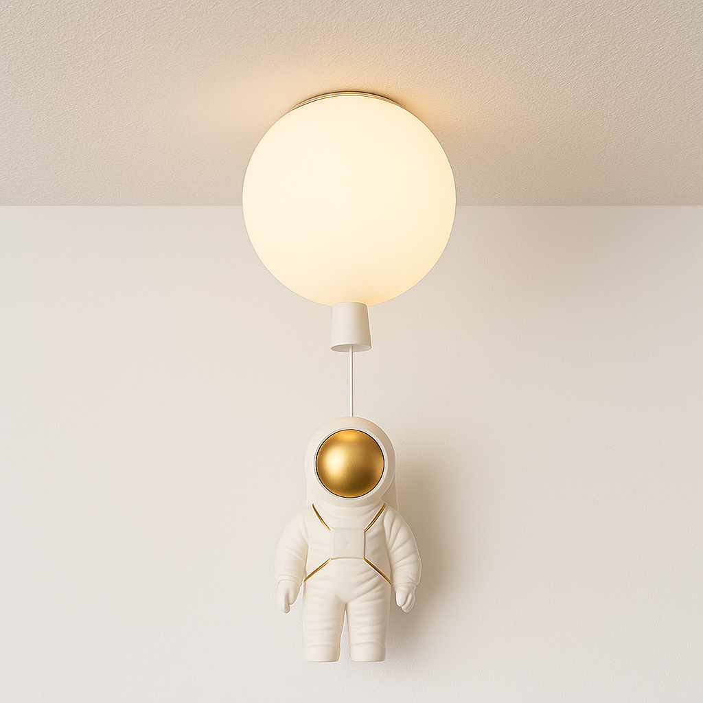 Luminária Plafon Moderna Infantil Lúdico Astronauta Lua Resina Ears Wings - ABAZZUR™