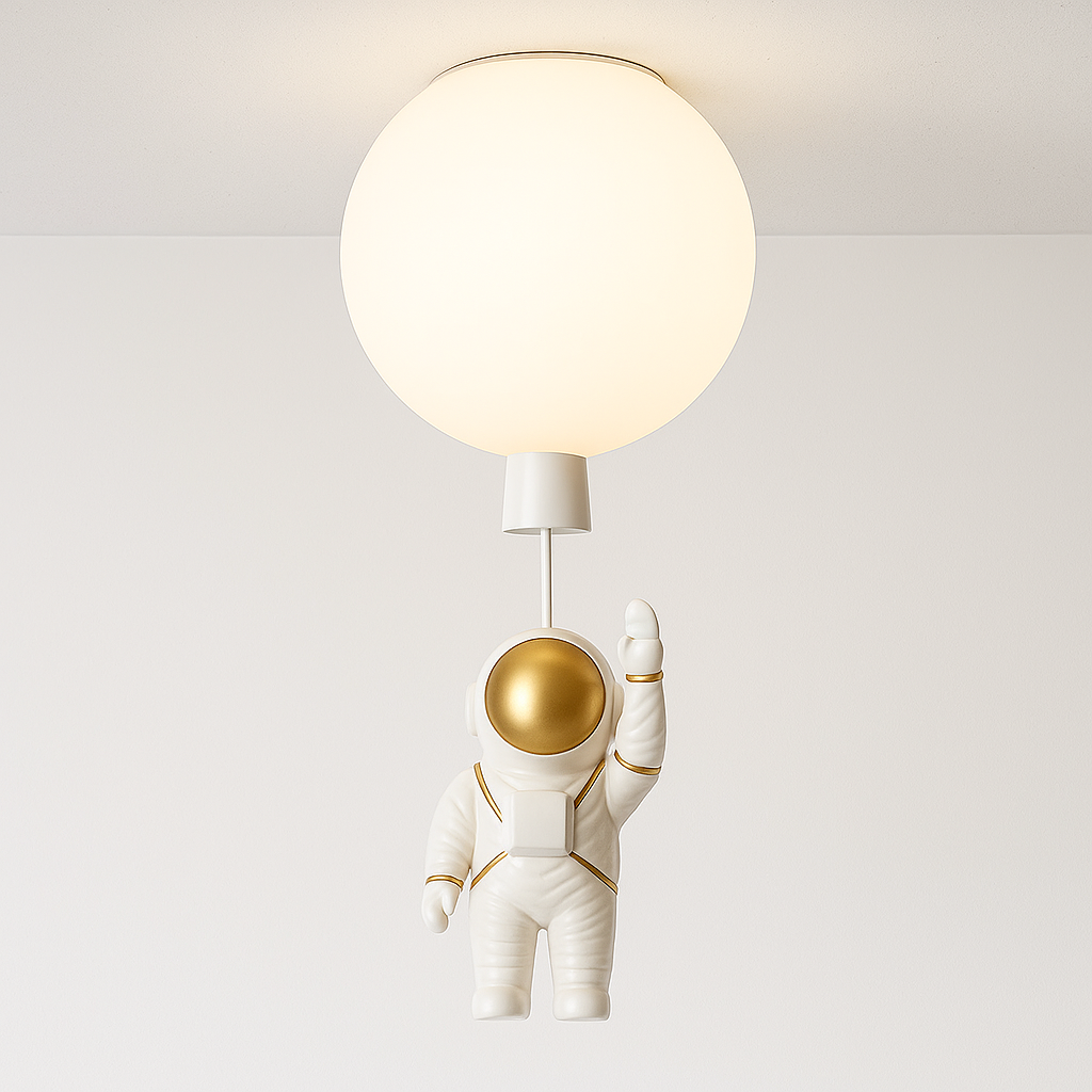 Luminária Plafon Moderna Infantil Lúdico Astronauta Lua Resina Ears Wings - ABAZZUR™