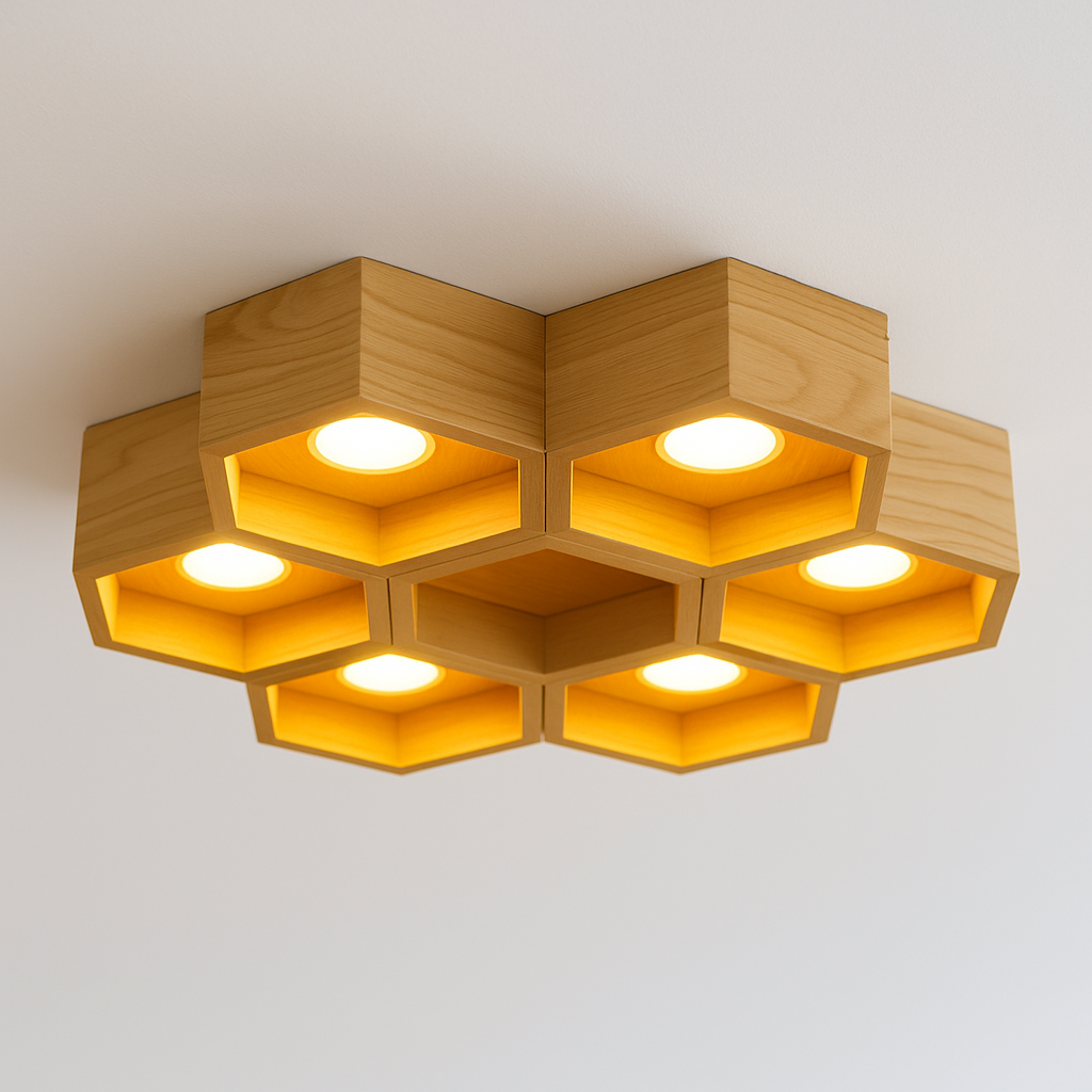Luminária Plafon Moderna Minimalista Geométrico Madeira Crewe - ABAZZUR™