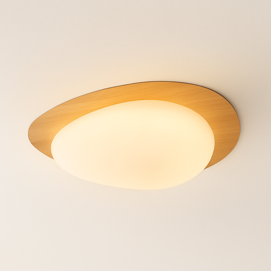 Luminária Plafon Moderna Minimalista Madeira Acrílico LED Voggi - ABAZZUR™