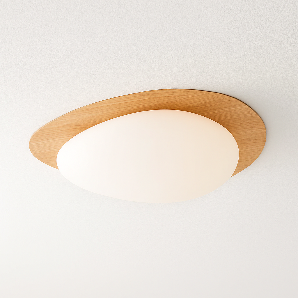Luminária Plafon Moderna Minimalista Madeira Acrílico LED Voggi - ABAZZUR™