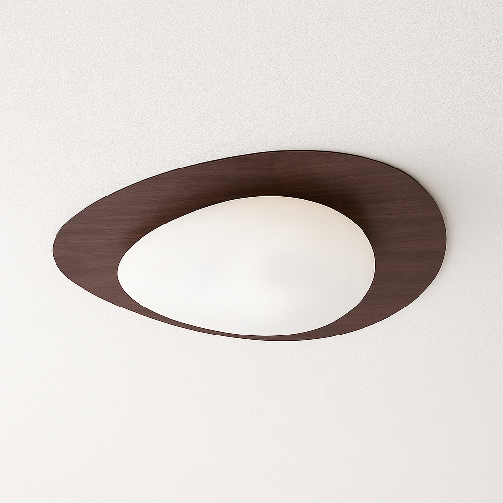 Luminária Plafon Moderna Minimalista Madeira Acrílico LED Voggi - ABAZZUR™