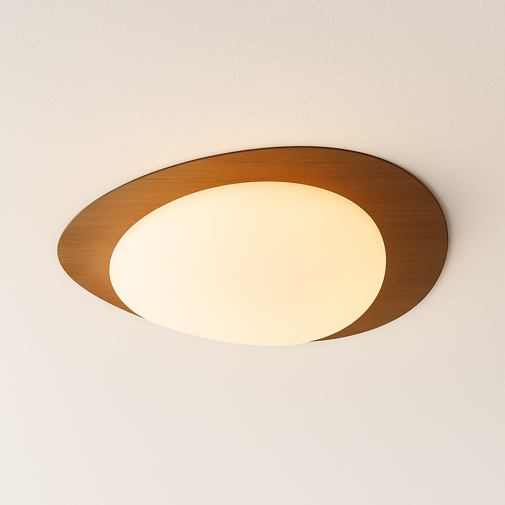 Luminária Plafon Moderna Minimalista Madeira Acrílico LED Voggi - ABAZZUR™