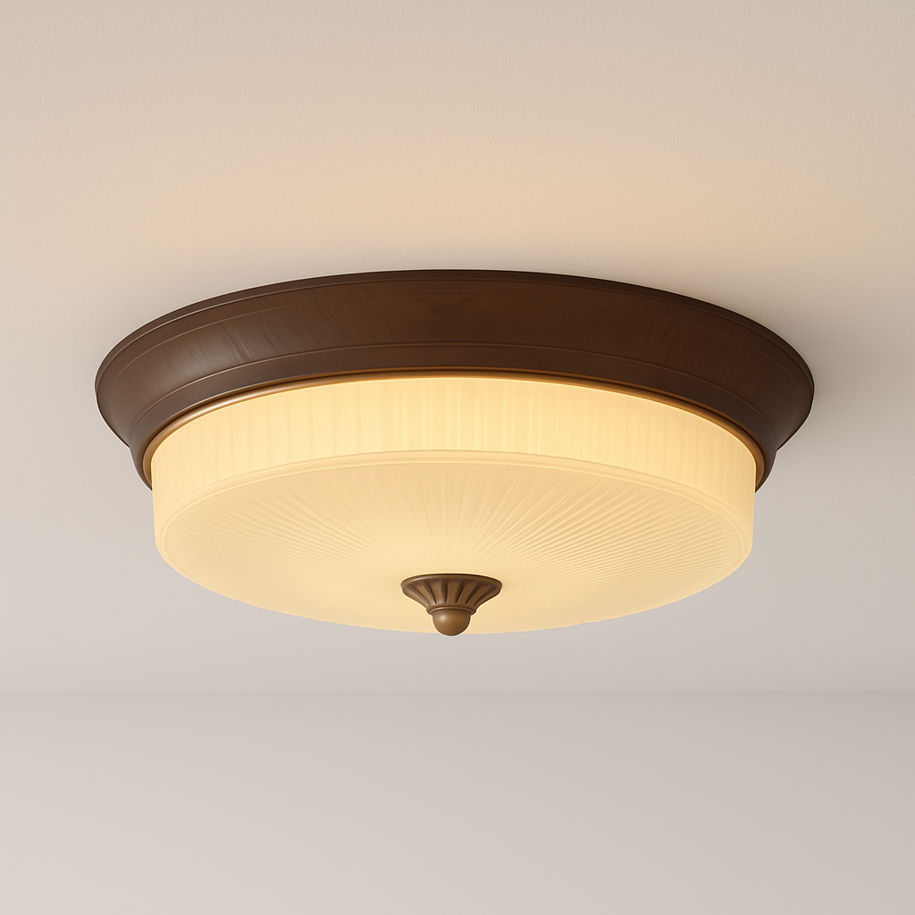 Luminária Plafon Moderna Minimalista Madeira Vidro LED Knox - ABAZZUR™