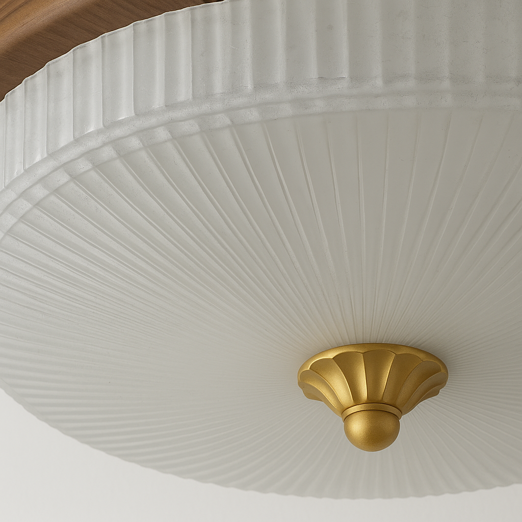 Luminária Plafon Moderna Minimalista Madeira Vidro LED Knox - ABAZZUR™