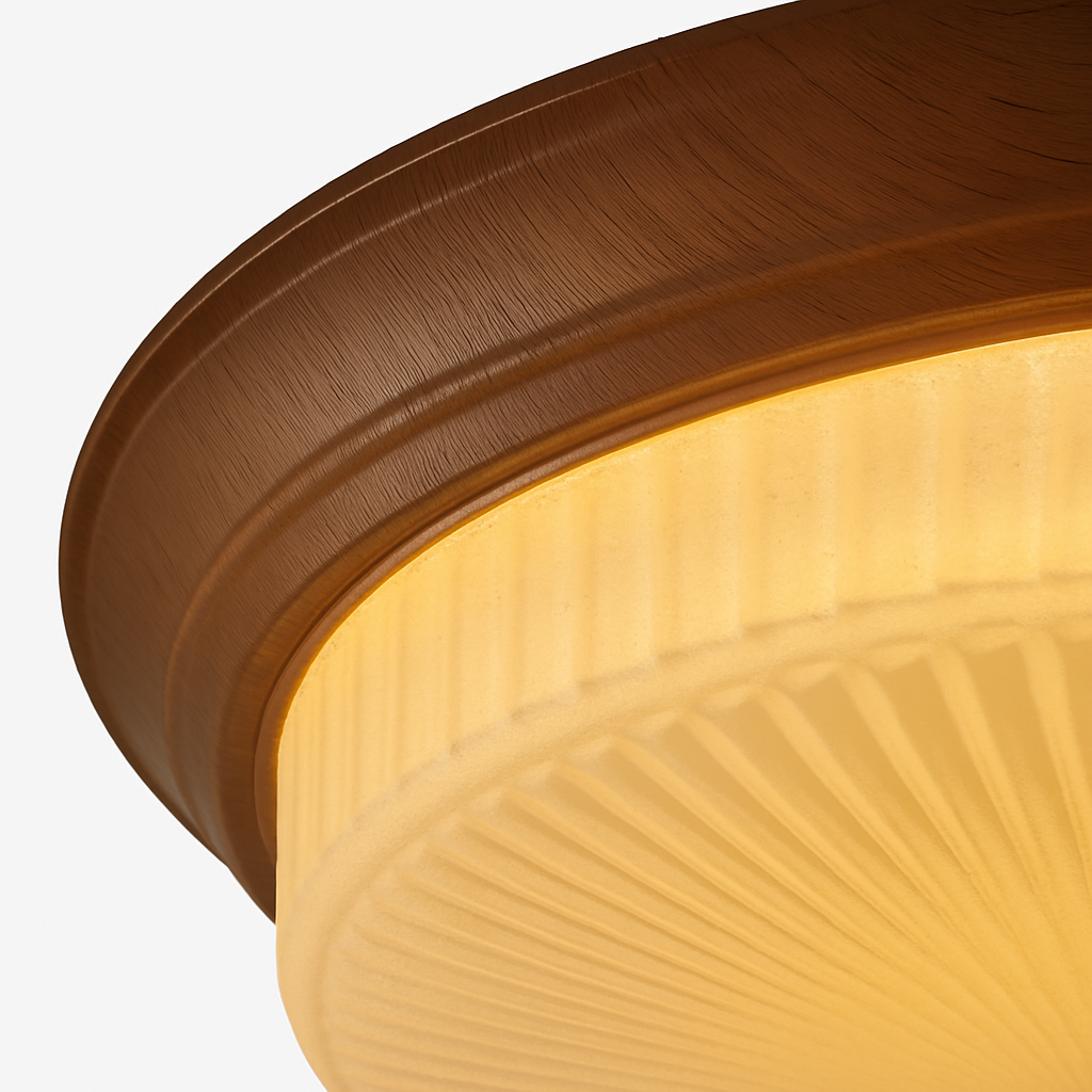 Luminária Plafon Moderna Minimalista Madeira Vidro LED Knox - ABAZZUR™