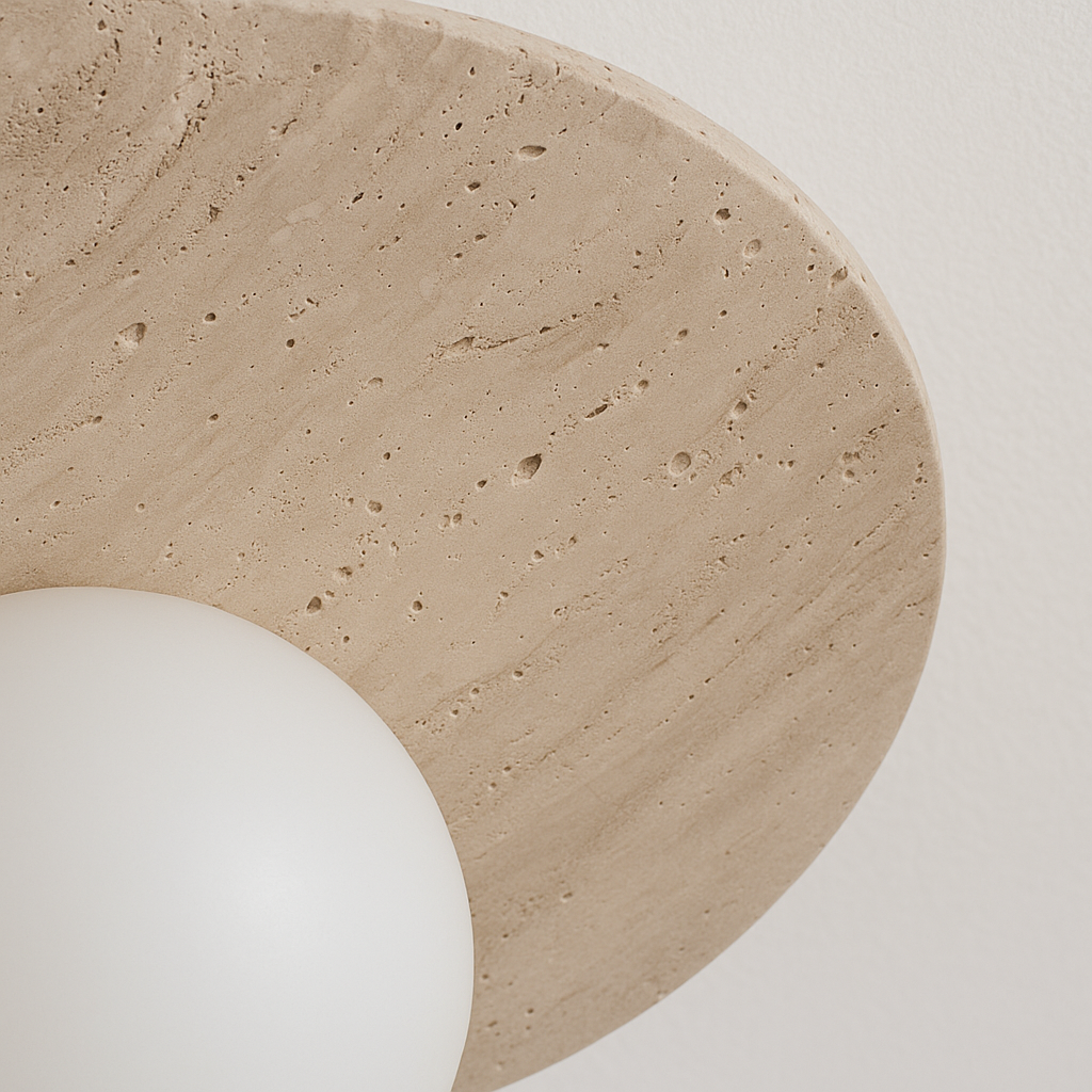 Luminária Plafon Moderna Minimalista Mármore Travertino Olbia - ABAZZUR™