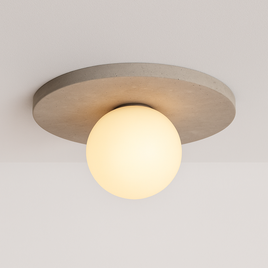 Luminária Plafon Moderna Minimalista Mármore Travertino Olbia - ABAZZUR™