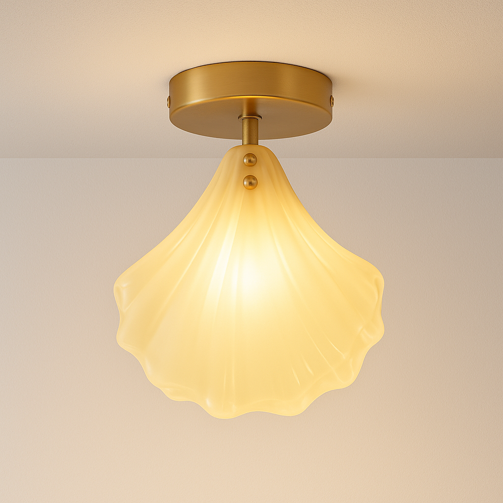 Luminária Plafon Moderna Minimalista Metal Vidro Concha Leeds - ABAZZUR™