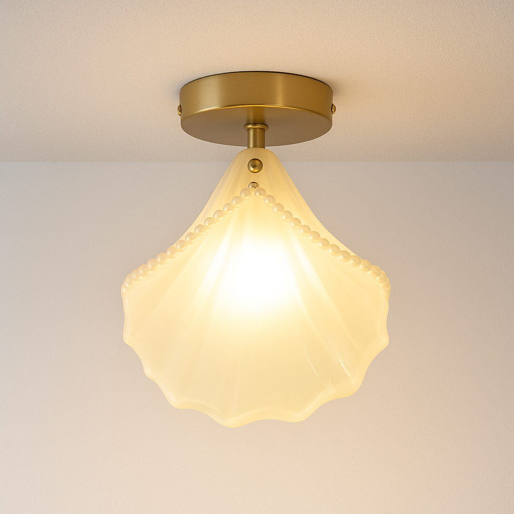 Luminária Plafon Moderna Minimalista Metal Vidro Concha Leeds - ABAZZUR™