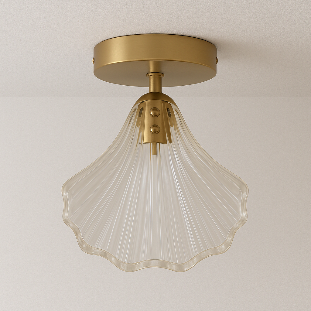 Luminária Plafon Moderna Minimalista Metal Vidro Concha Leeds - ABAZZUR™