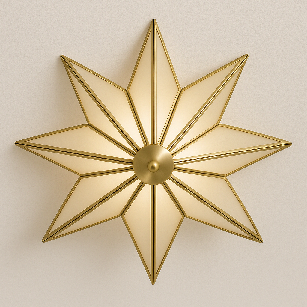 Luminária Plafon Moderna Minimalista Metal Vidro Estrela Rietti - ABAZZUR™