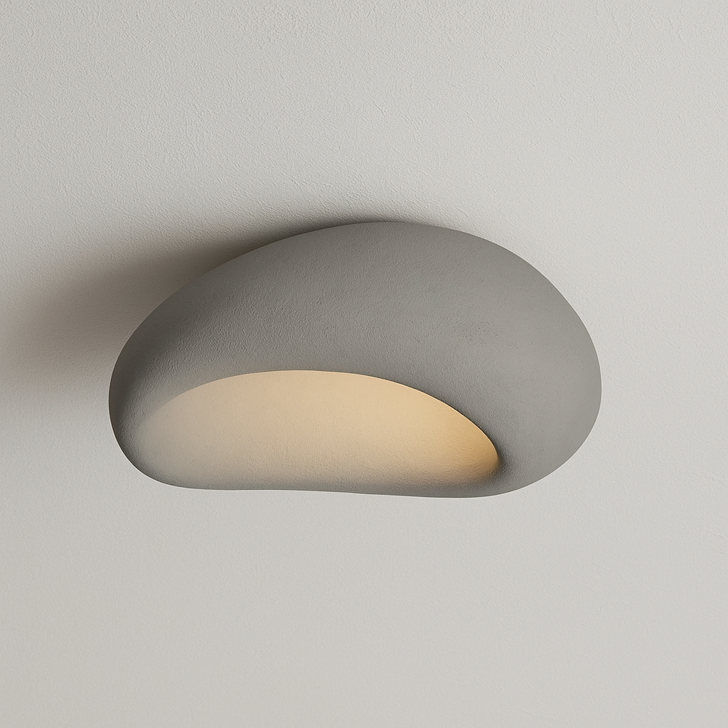 Luminária Plafon Moderna Minimalista Resina Concreto Orgânico Yuki - ABAZZUR™