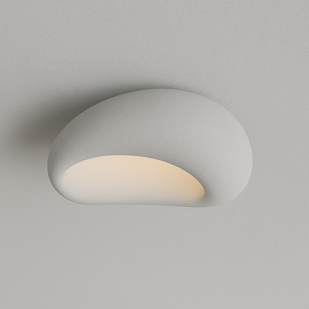 Luminária Plafon Moderna Minimalista Resina Concreto Orgânico Yuki - ABAZZUR™