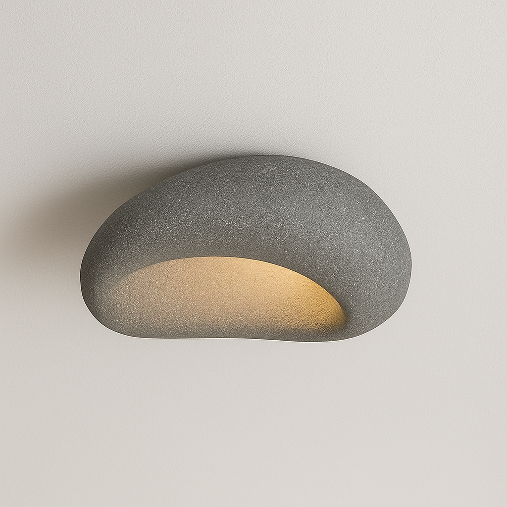 Luminária Plafon Moderna Minimalista Resina Concreto Orgânico Yuki - ABAZZUR™