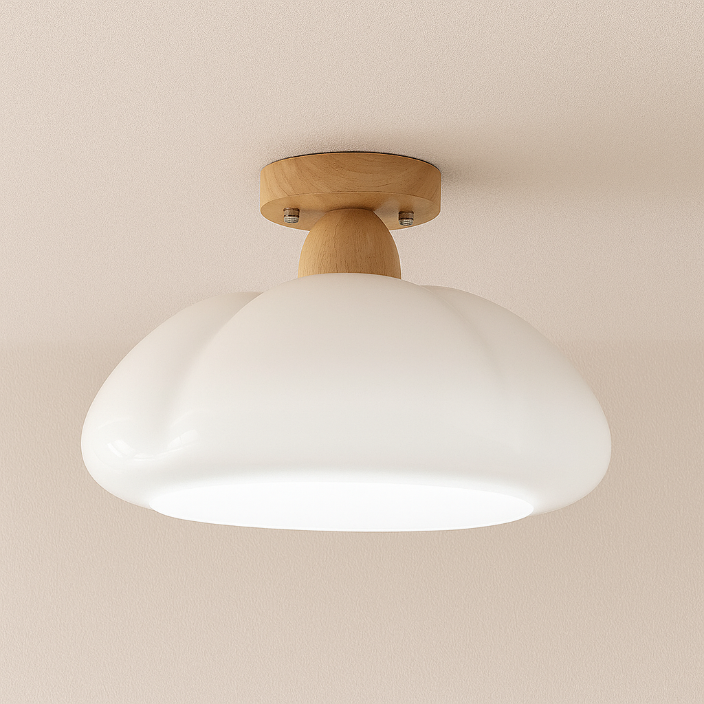 Luminária Plafon Moderna Minimalista Vidro Madeira Spur - ABAZZUR™