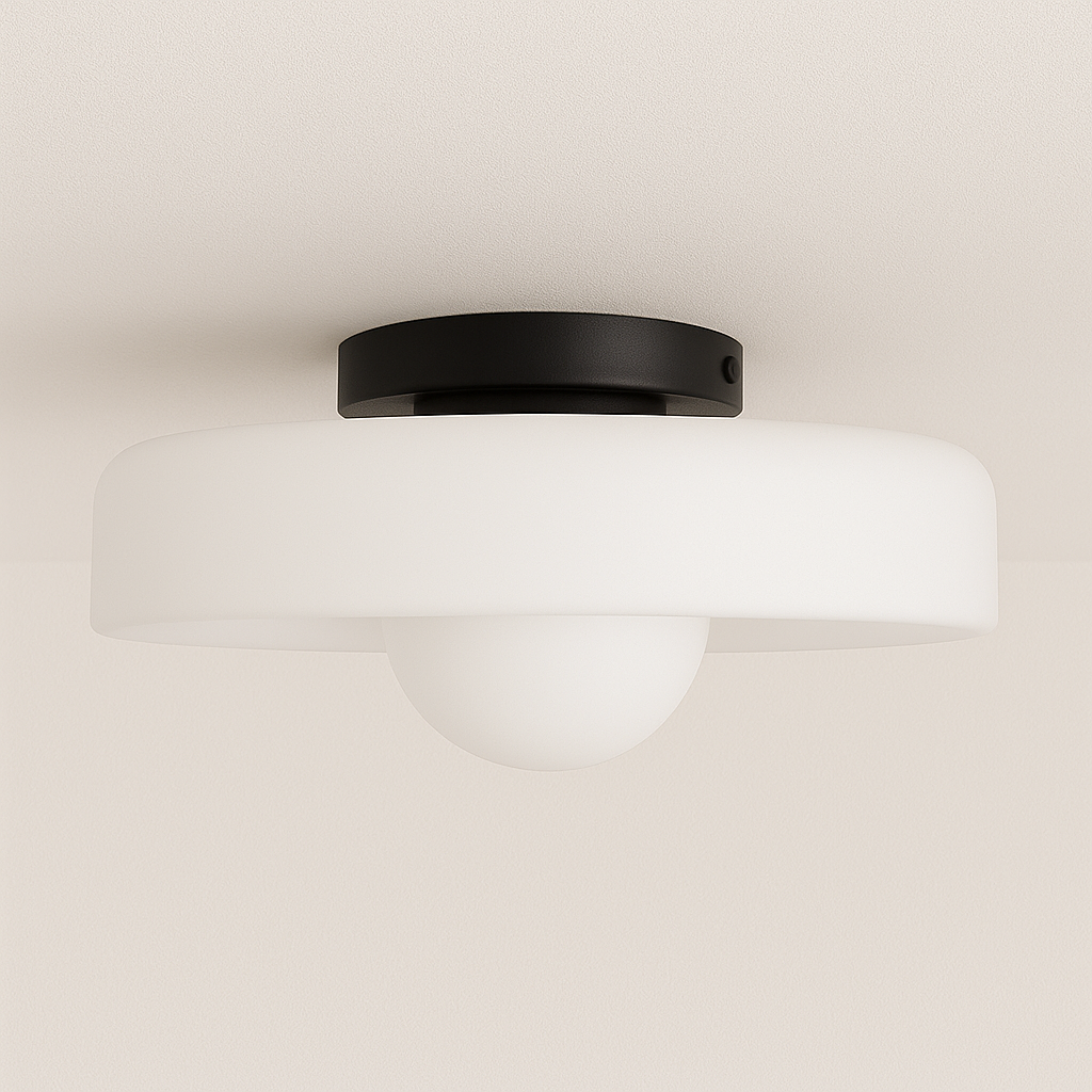 Luminária Plafon Moderna Minimalista Vidro Metal Aizu - ABAZZUR™