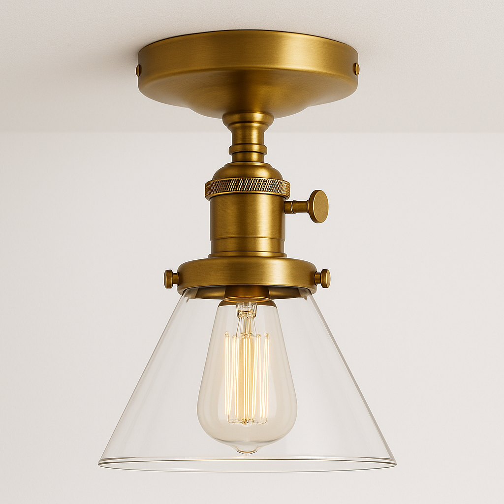 Luminária Plafon Moderno Industrial Retrô Metal Vidro Lecco - ABAZZUR™