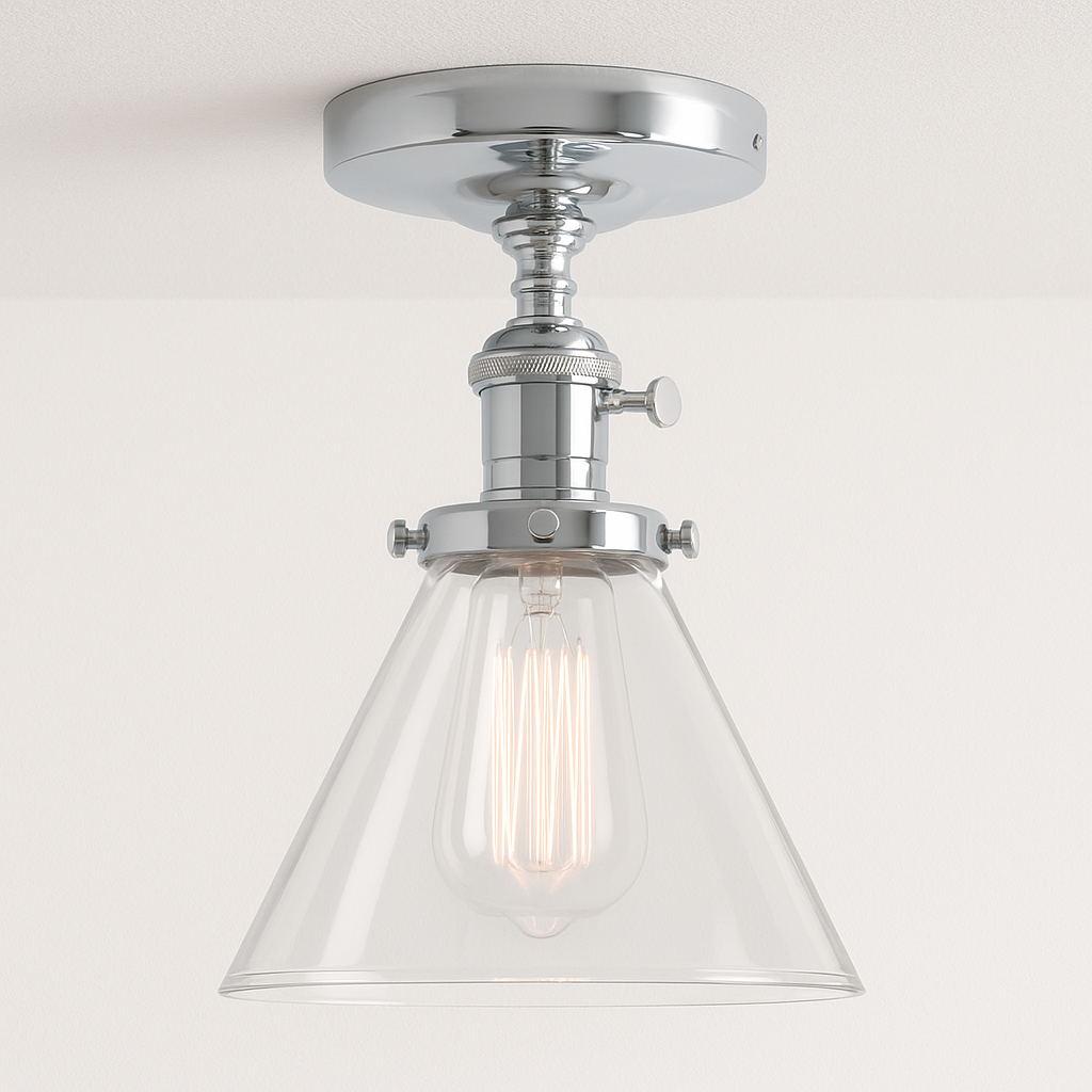 Luminária Plafon Moderno Industrial Retrô Metal Vidro Lecco - ABAZZUR™
